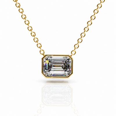 Emerald Cut Moissanite Solitaire Pendant