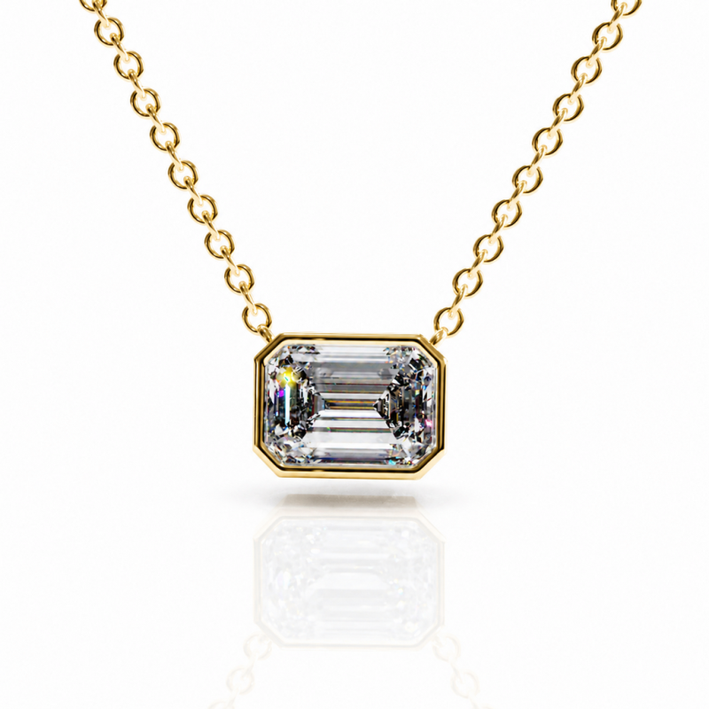 Emerald Cut Moissanite Solitaire Pendant - Image 1