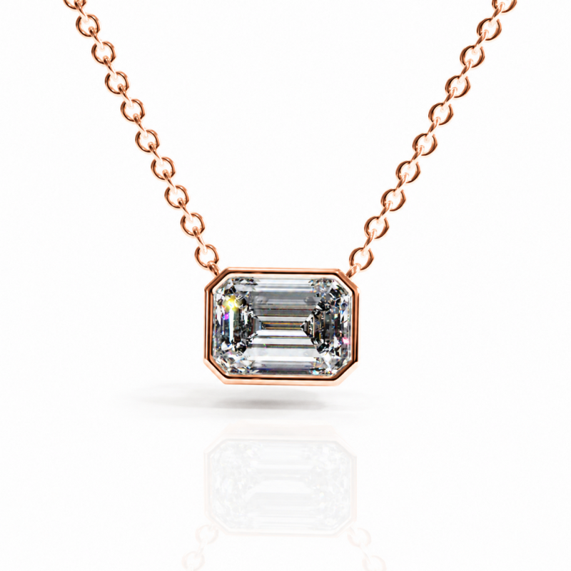 Emerald Cut Moissanite Solitaire Pendant - Image 2