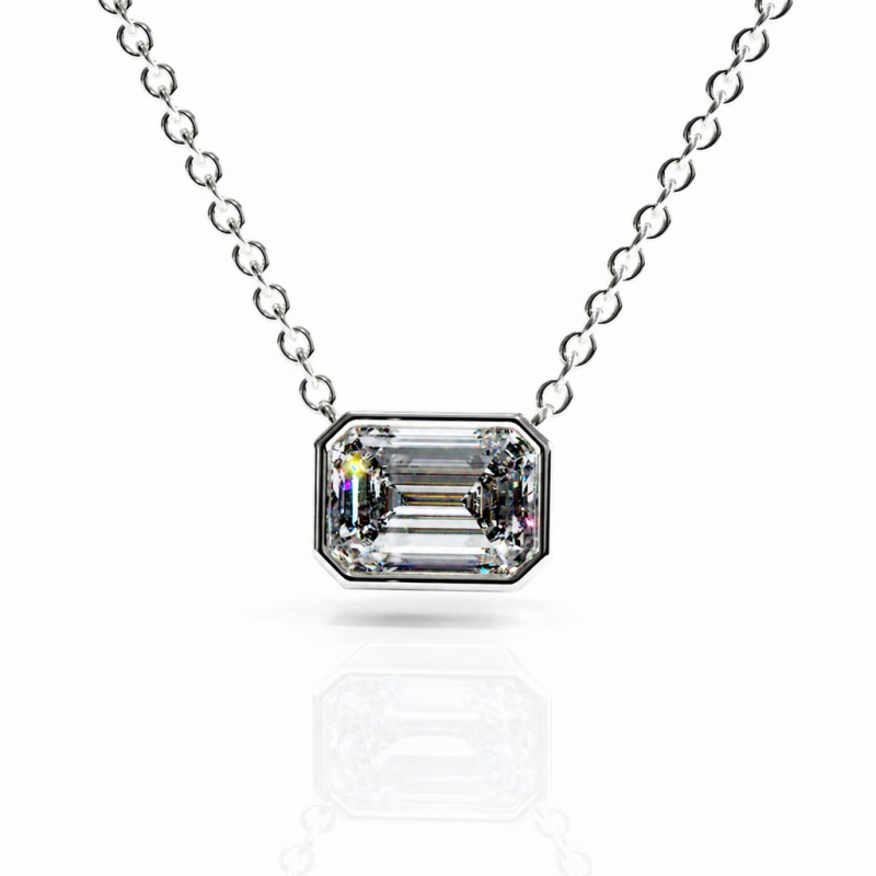 Emerald Cut Moissanite Solitaire Pendant - Image 3