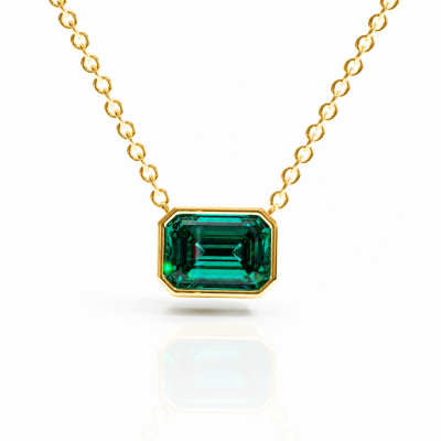 Emerald Cut Lab Grown Emerald Solitaire Pendant