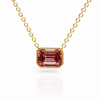 Emerald Cut Lab Grown Morganite Solitaire Pendant