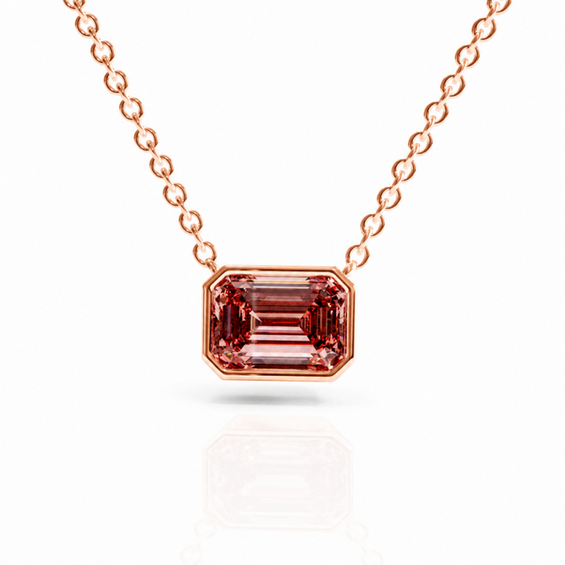 Emerald Cut Lab Grown Morganite Solitaire Pendant - Image 2