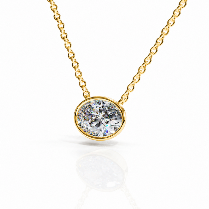 Oval Cut Moissanite Solitaire Pendant - Image 4