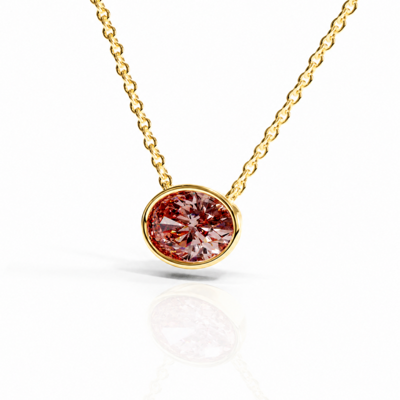 Oval Cut Lab Grown Morganite Solitaire Pendant - Image 4