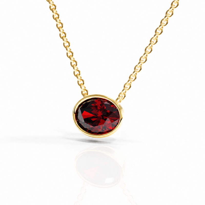 Oval Cut Lab Grown Ruby Solitaire Pendant - Image 4