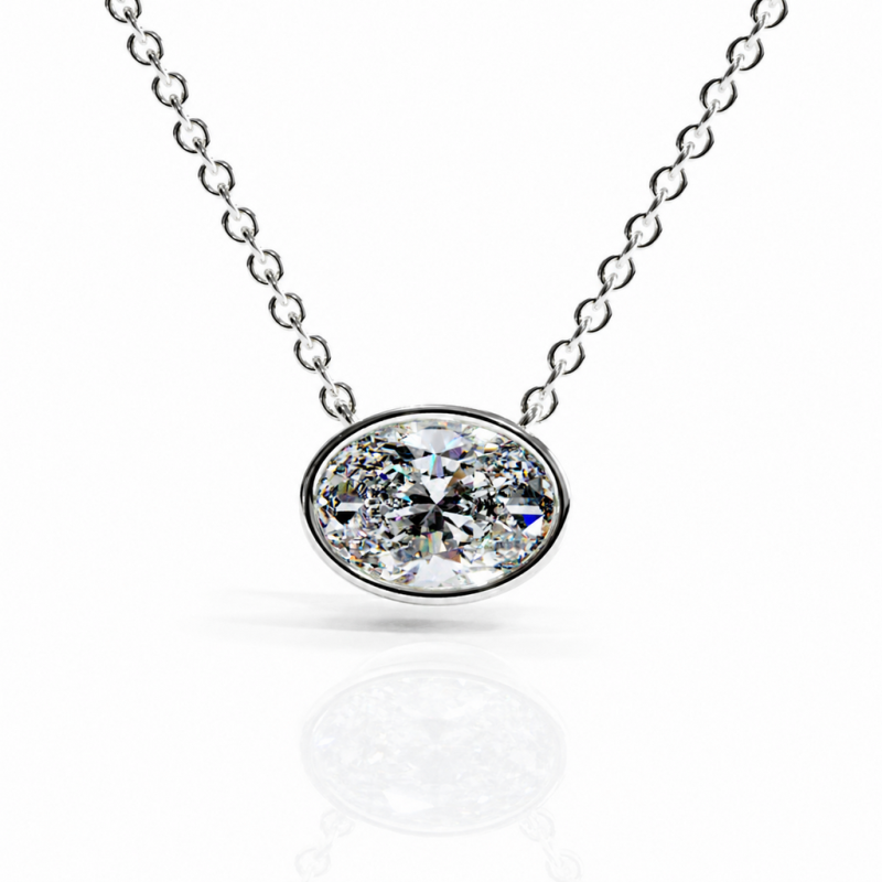 Oval Cut Moissanite Solitaire Pendant - Image 3