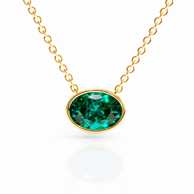 Oval Cut Lab Grown Emerald Solitaire Pendant