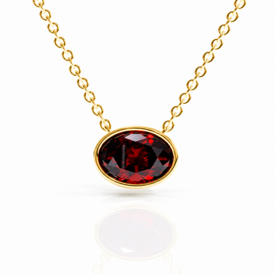 Oval Cut Lab Grown Ruby Solitaire Pendant