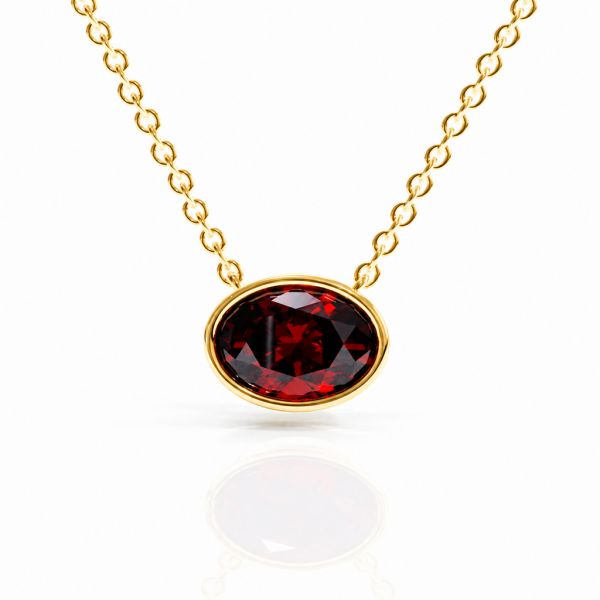 Oval Cut Lab Grown Ruby Solitaire Pendant
