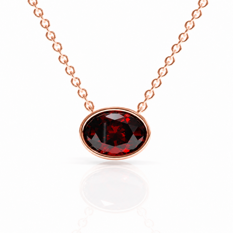 Oval Cut Lab Grown Ruby Solitaire Pendant - Image 2