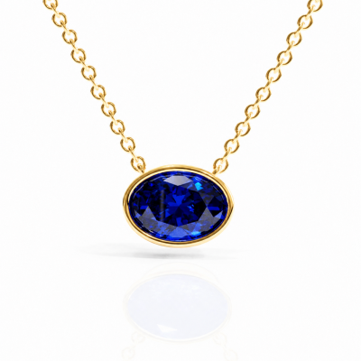 Oval Cut Lab Grown Sapphire Solitaire Pendant