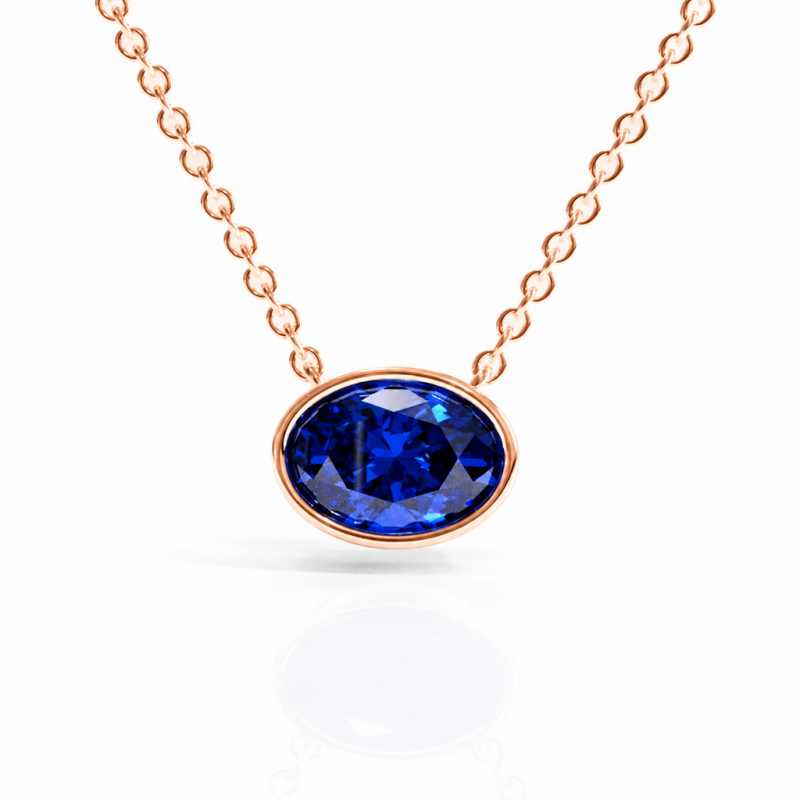 Oval Cut Lab Grown Sapphire Solitaire Pendant - Image 3