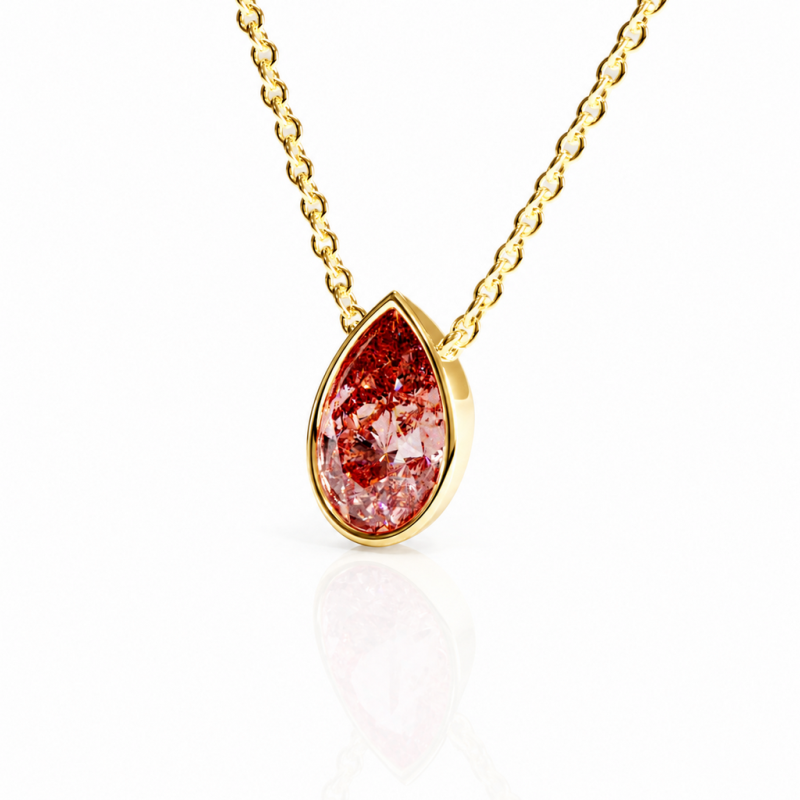 Pear Cut Lab Grown Morganite Solitaire Pendant - Image 4