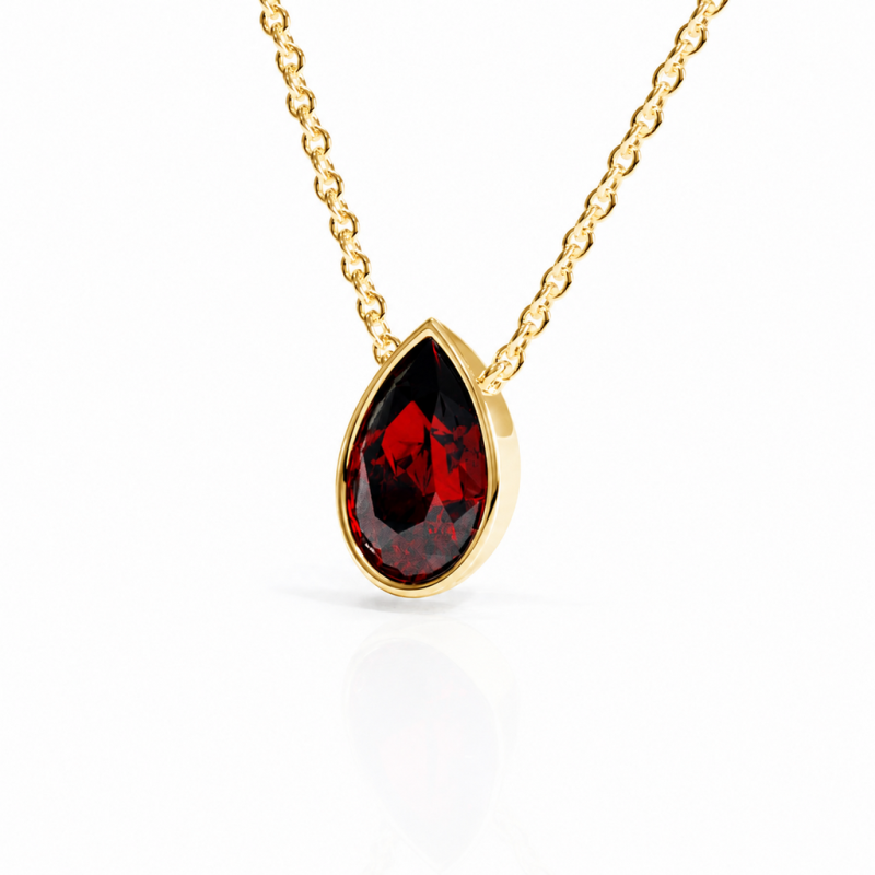 Pear Cut Lab Grown Ruby Solitaire Pendant - Image 4