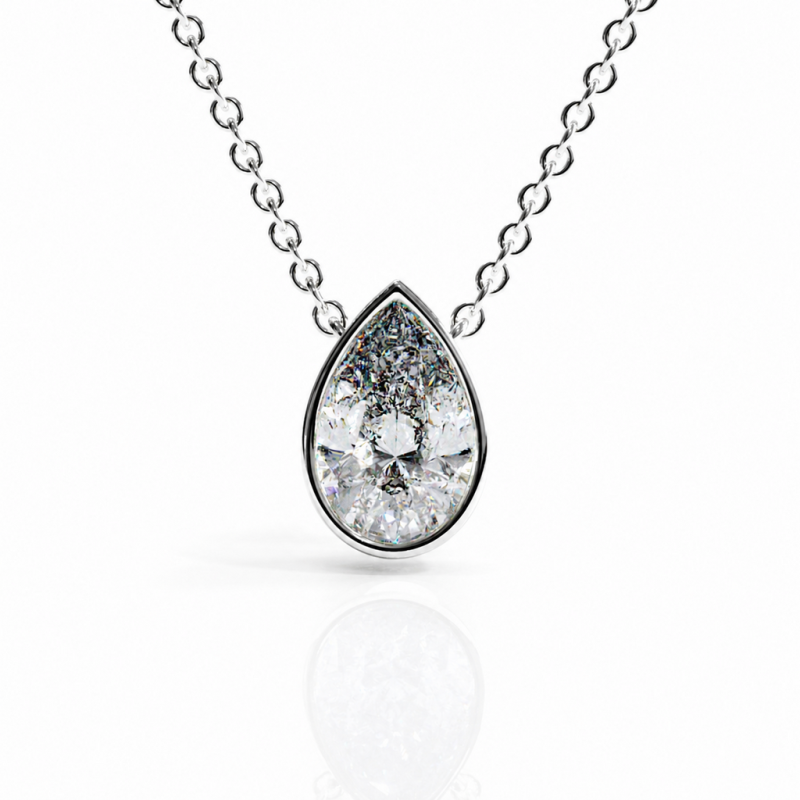 Pear Cut Moissanite Solitaire Pendant - Image 3