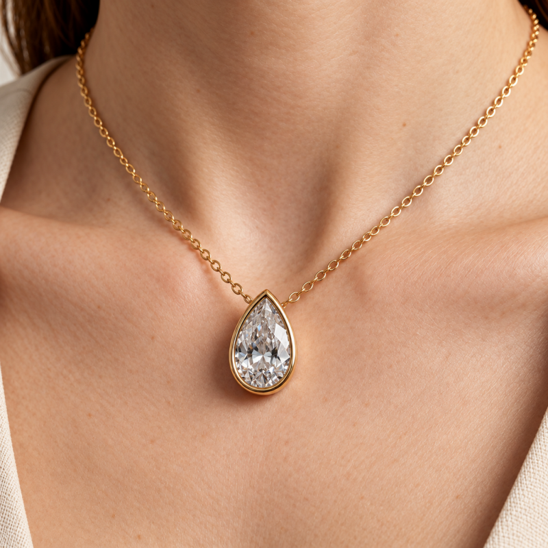 Pear Cut Moissanite Solitaire Pendant - Image 5