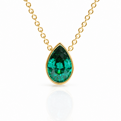 Pear Cut Lab Grown Emerald Solitaire Pendant