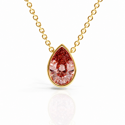 Pear Cut Lab Grown Morganite Solitaire Pendant