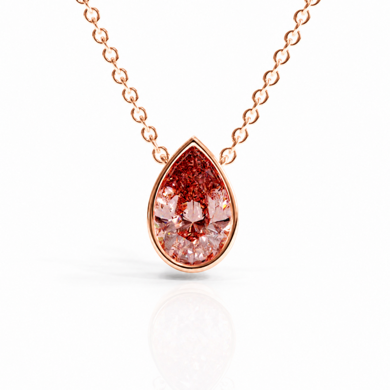 Pear Cut Lab Grown Morganite Solitaire Pendant - Image 2