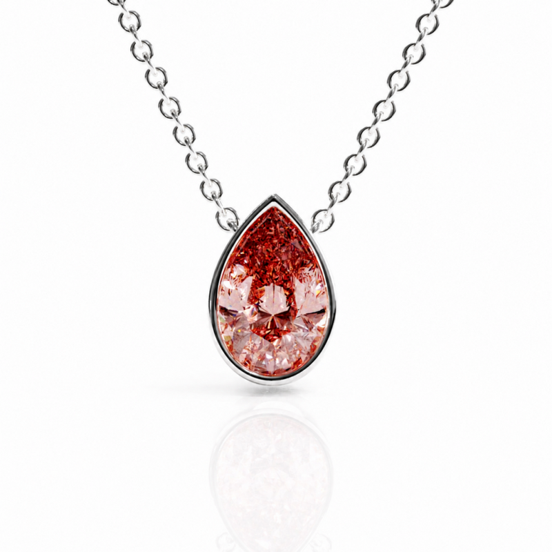 Pear Cut Lab Grown Morganite Solitaire Pendant - Image 3