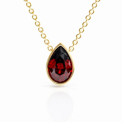 Pear Cut Lab Grown Ruby Solitaire Pendant