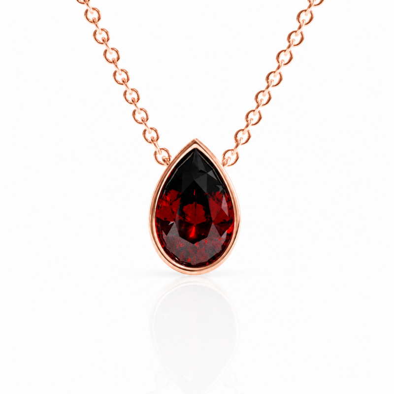Pear Cut Lab Grown Ruby Solitaire Pendant - Image 2