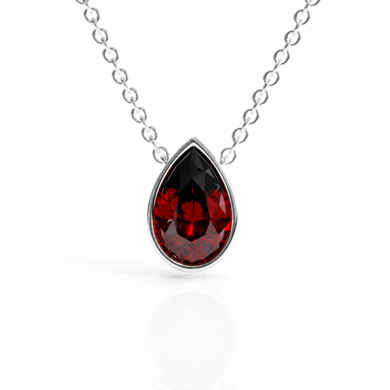 Pear Cut Lab Grown Ruby Solitaire Pendant - Image 3