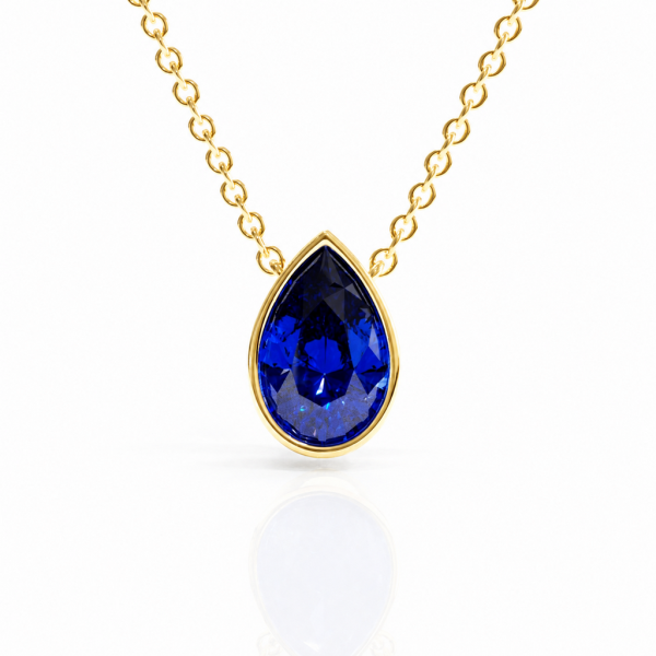 Pear Cut Lab Grown Sapphire Solitaire Pendant
