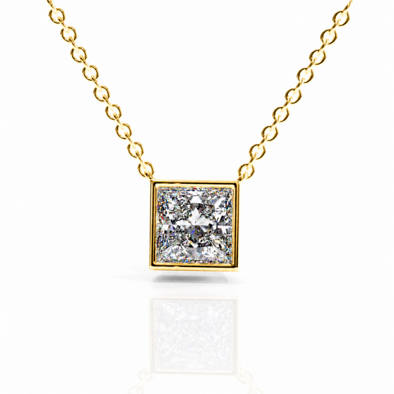 Princess Cut Moissanite Solitaire Pendant - Image 1