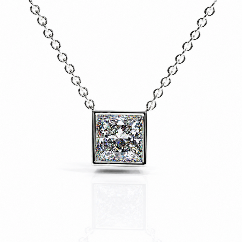 Princess Cut Moissanite Solitaire Pendant - Image 3