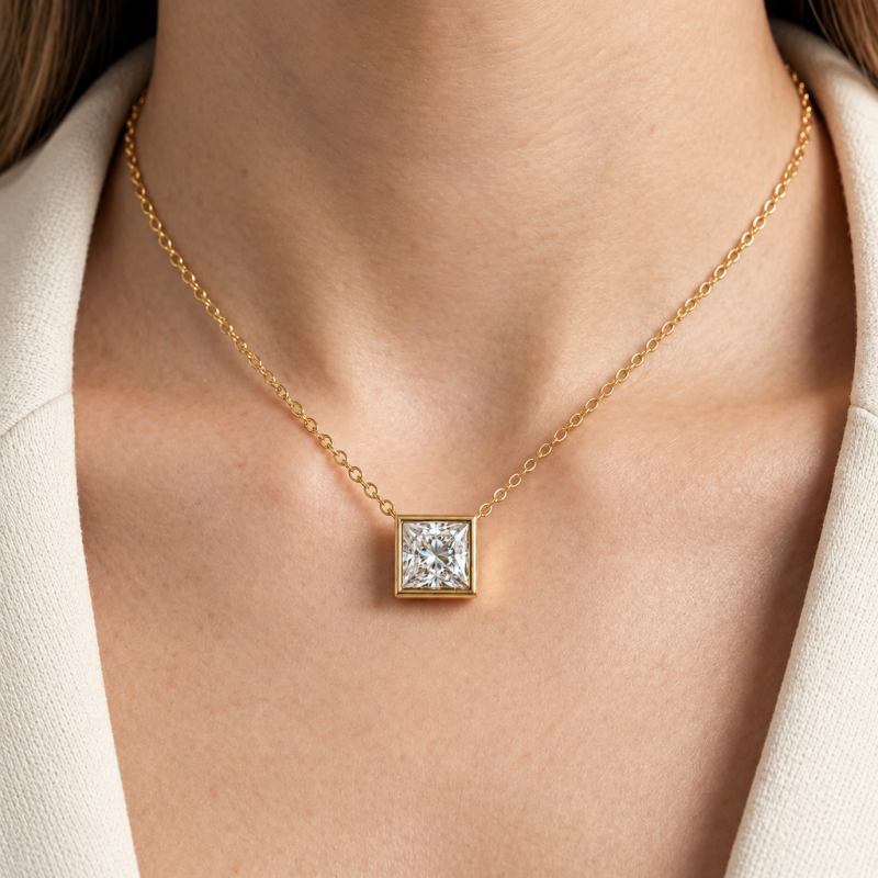 Princess Cut Moissanite Solitaire Pendant - Image 5