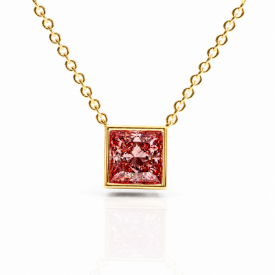 Princess Cut Lab Grown Morganite Solitaire Pendant