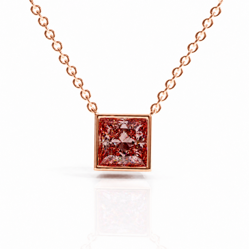 Princess Cut Lab Grown Morganite Solitaire Pendant - Image 2