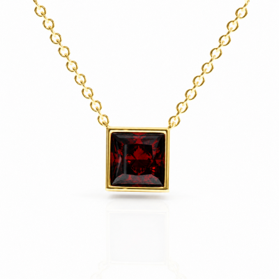 Princess Cut Lab Grown Ruby Solitaire Pendant