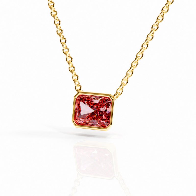 Radiant Cut Lab Grown Morganite Solitaire Pendant - Image 4