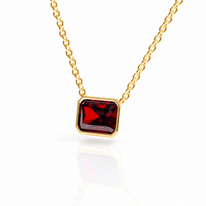 Radiant Cut Lab Grown Ruby Solitaire Pendant - Image 4