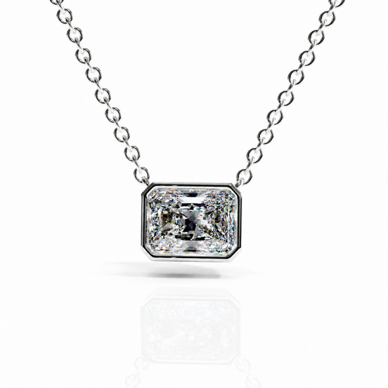 Radiant Cut Moissanite Solitaire Pendant - Image 3