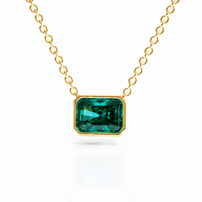 Radiant Cut Lab Grown Emerald Solitaire Pendant
