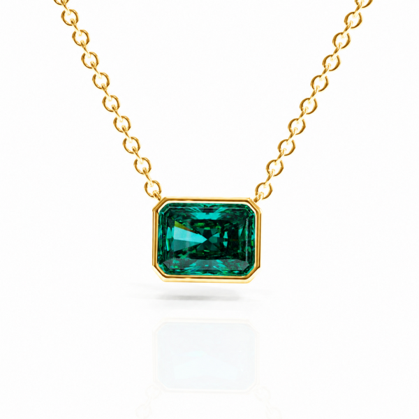 Radiant Cut Lab Grown Emerald Solitaire Pendant