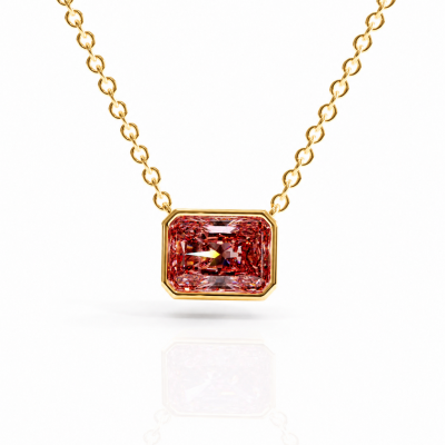 Radiant Cut Lab Grown Morganite Solitaire Pendant