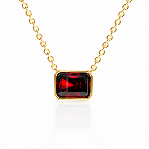 Radiant Cut Lab Grown Ruby Solitaire Pendant