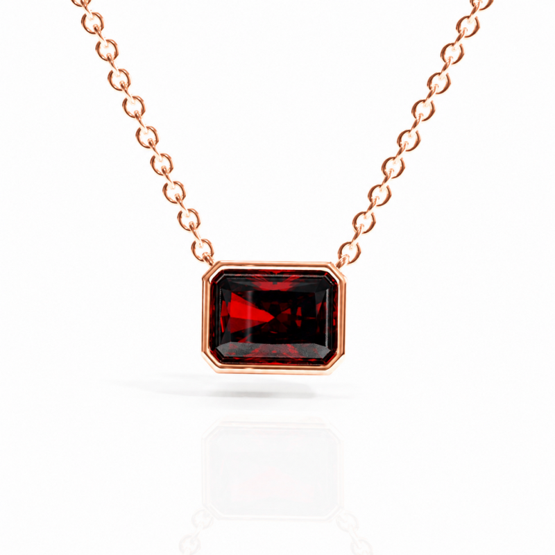 Radiant Cut Lab Grown Ruby Solitaire Pendant - Image 2
