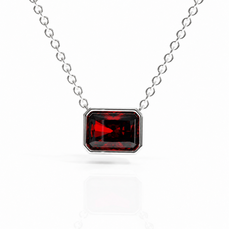 Radiant Cut Lab Grown Ruby Solitaire Pendant - Image 3