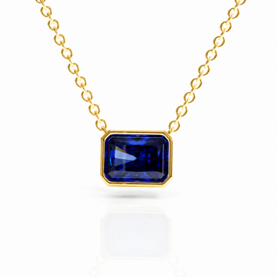 Radiant Cut Lab Grown Sapphire Solitaire Pendant