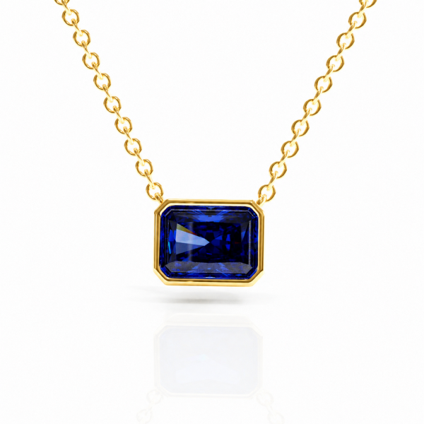 Radiant Cut Lab Grown Sapphire Solitaire Pendant